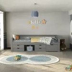 HOME DELUXE Kinderbett COSMOS - Farbe: Grau, Ausstattung: mit Matratze HOME DELUXE Kinderbett COSMOS - Farbe: Grau, Ausstattung: mit Matratze
