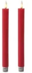 LED Stabkerzen gerillt Tafelkerzen Dinner Spitzkerzen H: 25cm rot 2St.