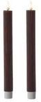 LED Stabkerzen gerillt Tafelkerzen Dinner Spitzkerzen H: 25cm braun 2St.
