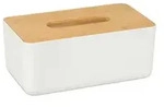 Relaxdays T&uuml;cherbox mit Deckel aus Bambus, f&uuml;rs Bad, modernes Design, Kunststoff, H