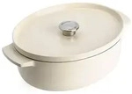 KitchenAid Br&auml;ter mit Deckel creme Oval geeignet f&uuml;r alle Herdarten Bis zu 260&deg;C
