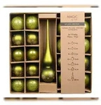 19 Weihnachtskugeln Glas 5-6cm mit Spitze Set Glitzer Motiv Christbaumkugeln