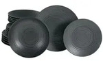 CreaTable Lava Stone Schwarz Tellerset 18-tlg Steinzeug