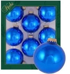 Krebs Glas Lauscha Blau gl&auml;nzend 7cm Glaskugeln uni
