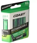 COAST 2400mAh Mignon AA 1,5V ZITHION-X&reg; Lithium-Ionen Akkus, inkl. 4in1 USB-C