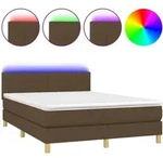 vidaXL Boxspringbett mit Matratze & LED Dunkelbraun 140x200 cm Stoff