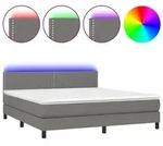 vidaXL Boxspringbett mit Matratze & LED Dunkelgrau 180x200 cm Stoff