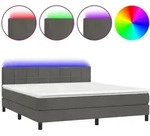 vidaXL Boxspringbett mit Matratze & LED Dunkelgrau 180x200 cm Samt