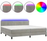 vidaXL Boxspringbett mit Matratze & LED Hellgrau 200x200 cm Samt