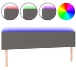 vidaXL LED Kopfteil Grau 180x5x78/88 cm Kunstleder