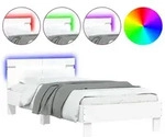 vidaXL Bettgestell mit Kopfteil und LED-Leuchten Wei&szlig; 100x200 cm