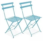 Oviala Business 2er-Set Klappst&uuml;hle aus Stahl, blau - Oviala