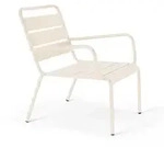 Oviala Business Terrassensessel niedrig Relax Stahl Elfenbein