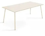 Oviala Business Rechteckiger Gartentisch aus elfenbeinfarbenem Metall 120 cm - Oviala