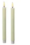 LED Stabkerzen gerillt Tafelkerzen Dinner Spitzkerzen 25cm creme 2St.