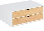 Relaxdays Schubladenbox, Bambus & MDF, Mini Kommode 2 Schubladen, HBT: 14x33x21 cm,