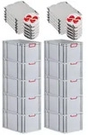 PROREGAL 10x Eurobox NextGen Color mit Auflagedeckel & Schiebeschnappverschl&uuml;sse 