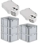 PROREGAL 5x Eurobox NextGen Grip mit Scharnierdeckel & schwarzen Verschl&uuml;ssen 