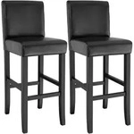 tectake Barhocker aus Kunstleder - 2er Set schwarz
