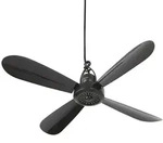 Mobiler Deckenventilator schwarz, &Oslash;42cm, mit Aufh&auml;nger