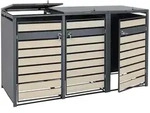 Mendler XL 3er/6er-M&uuml;lltonnenverkleidung HWC-J81, M&uuml;lltonnenbox, Metall 95kg