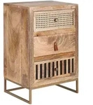 Nachttisch FineBuy Nachtkommode Boxspringbett Massivholz 60 cm Wiener Geflecht