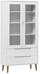 vidaXL Vitrinenschrank MOLDE Wei&szlig; 90x35x175 cm Massivholz Kiefer