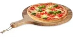 Relaxdays Pizzabrett, rundes Schneidebrett aus Akazienholz, &Oslash; 35,5 cm, Pizzateller