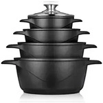 Briebe MGK-12 Kochtopf Set Induktions 8-Teilig Aluminiumguss 4 Kocht&ouml;pfen 4