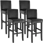 tectake Barhocker aus Kunstleder - 4er Set schwarz