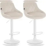 CLP 2er Set Barhocker Lazio Samt creme/wei&szlig;