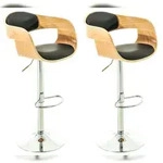 CLP 2er Set Barhocker Kingston Kunstleder natura/schwarz