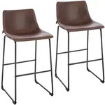 SVITA JOHN 2-er Set Barhocker Barstuhl mit R&uuml;ckenlehne Retro Kunst-Leder Braun