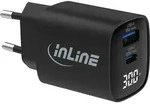 InLine&reg; USB PD Netzteil, GaN Ladeger&auml;t, QC, USB-C + USB-A, 30W, mit Display
