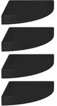 vidaXL Eck-Schweberegale 4 Stk. Schwarz 25x25x3,8 cm MDF