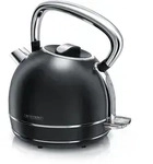Arendo Wasserkocher mit Temperatureinstellung, 1,7 l, 2200 W, Edelstahl Retro...