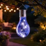MARELIDA LED Solar Gl&uuml;hbirne mit Drahtlichterkette h&auml;ngend Garten Terrasse...