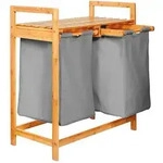 Lumaland W&auml;schekorb aus Bambus mit 2 ausziehbaren W&auml;sches&auml;cken - 73 x 64 x...