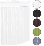 vidaXL Eck-W&auml;schekorb Bambus Wei&szlig; 60 L