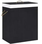 vidaXL Bambus-W&auml;schekorb mit 2 F&auml;chern Schwarz 100 L