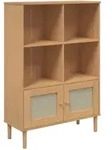 vidaXL B&uuml;cherschrank SENJA Rattan-Look Braun 90x35x130 cm Kiefernholz