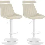 CLP 2er Set Barhocker Toni Kunstleder creme/Metall matt weiss
