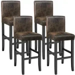 tectake Barhocker aus Kunstleder - 4er Set antikbraun