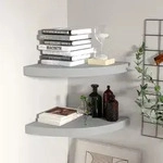 vidaXL Eck-Schweberegale 2 Stk. Grau 35x35x3,8 cm MDF