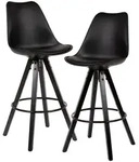 FineBuy 2er Set Barhocker Schwarz Tresenhocker Kunstleder mit Lehne Barstuhl