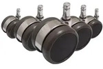 5x Design-Rollen ROLO LUX 11mm / 65mm B&uuml;ro-Stuhl-Rollen f&uuml;r Hartb&ouml;den Chrom (5er