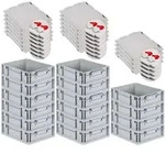 PROREGAL 16x Eurobox NextGen Grip mit Scharnierdeckel & roten Verschl&uuml;ssen | HxBxT