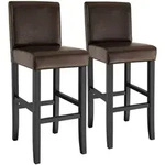 tectake Barhocker aus Kunstleder - 2er Set braun
