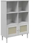 vidaXL B&uuml;cherschrank SENJA Rattan-Look Wei&szlig; 90x35x130 cm Kiefernholz