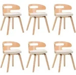 vidaXL Esszimmerst&uuml;hle 6 Stk. Creme Bugholz und Kunstleder
